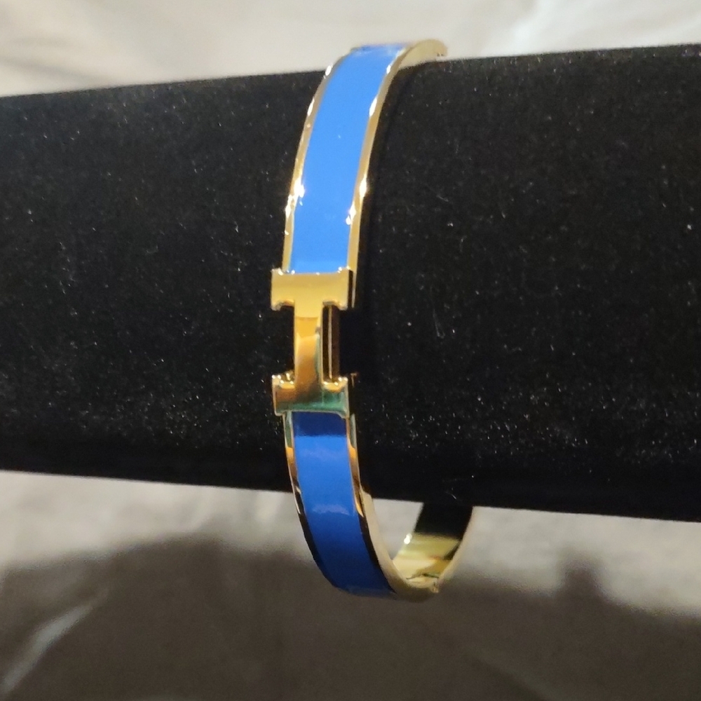 Gold Tone and Blue *Inspired* Cuff Bracelet